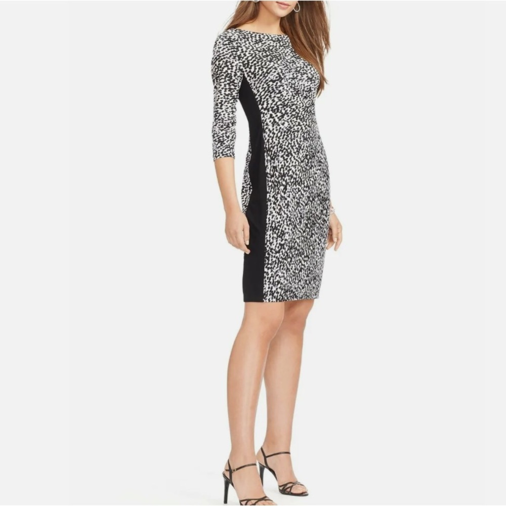 Lauren by Ralph Lauren BodyCon Stretch Midi Dress w/Side Ruching and Side Panels